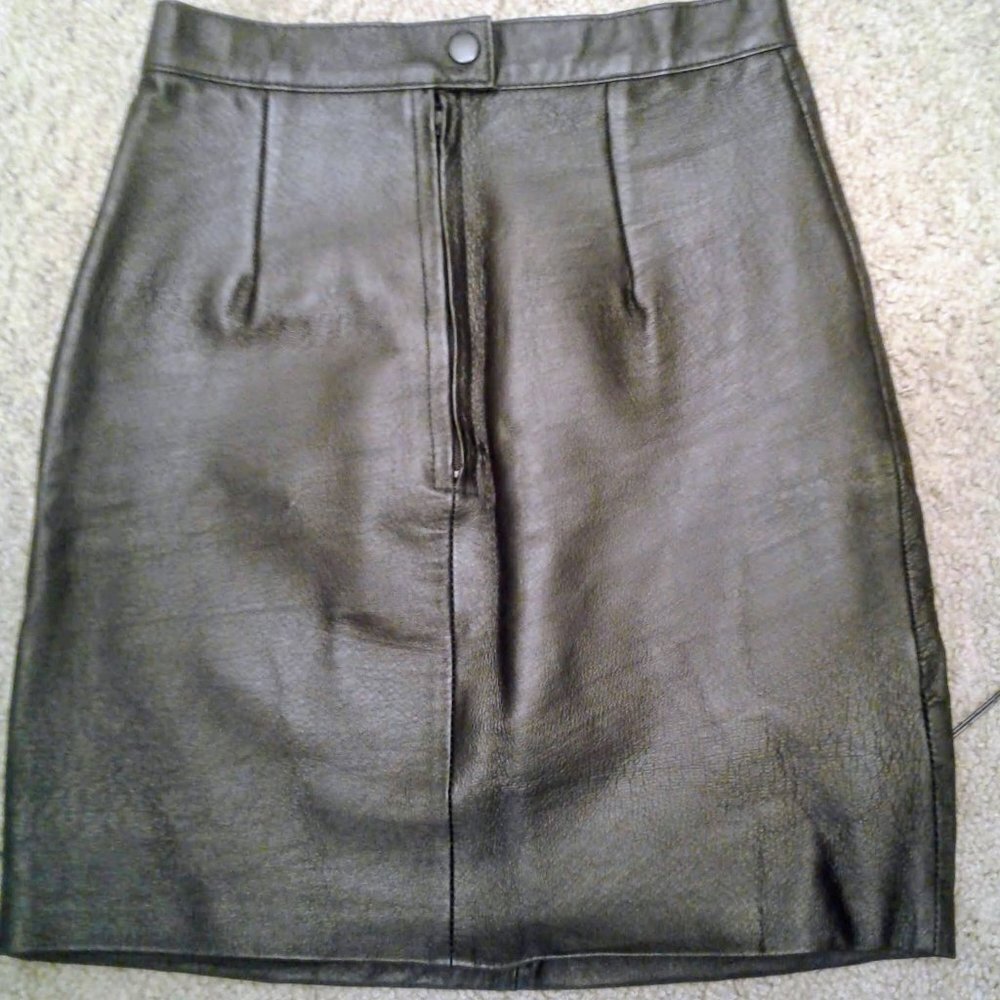 Black Leather Short Pencil Skirt by Choice Leather - Picture 3 of 8